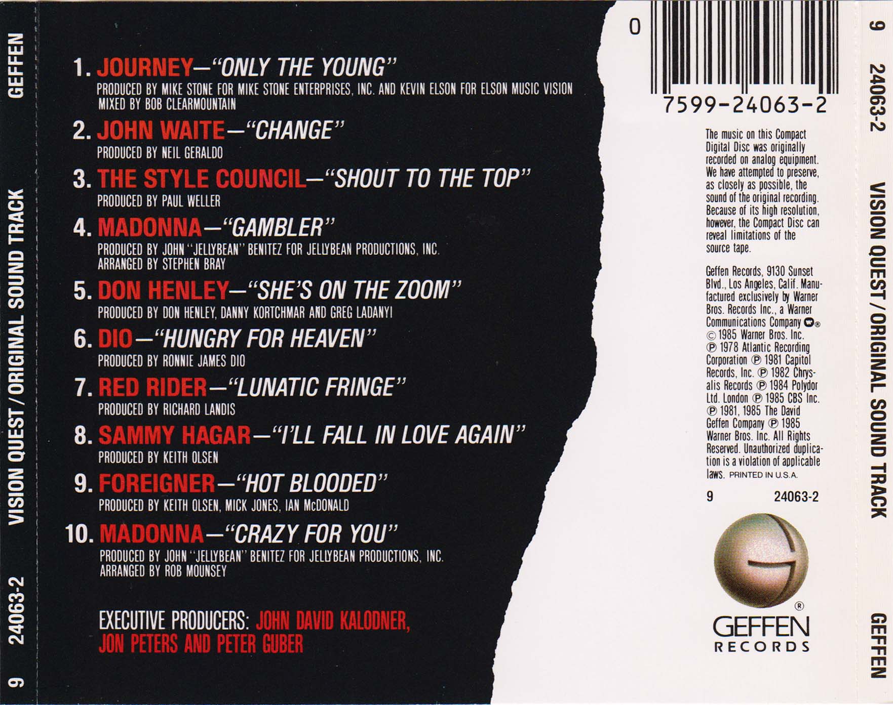 Tapio's Ronnie James Dio Pages Vision Quest Soundtrack CD Discography