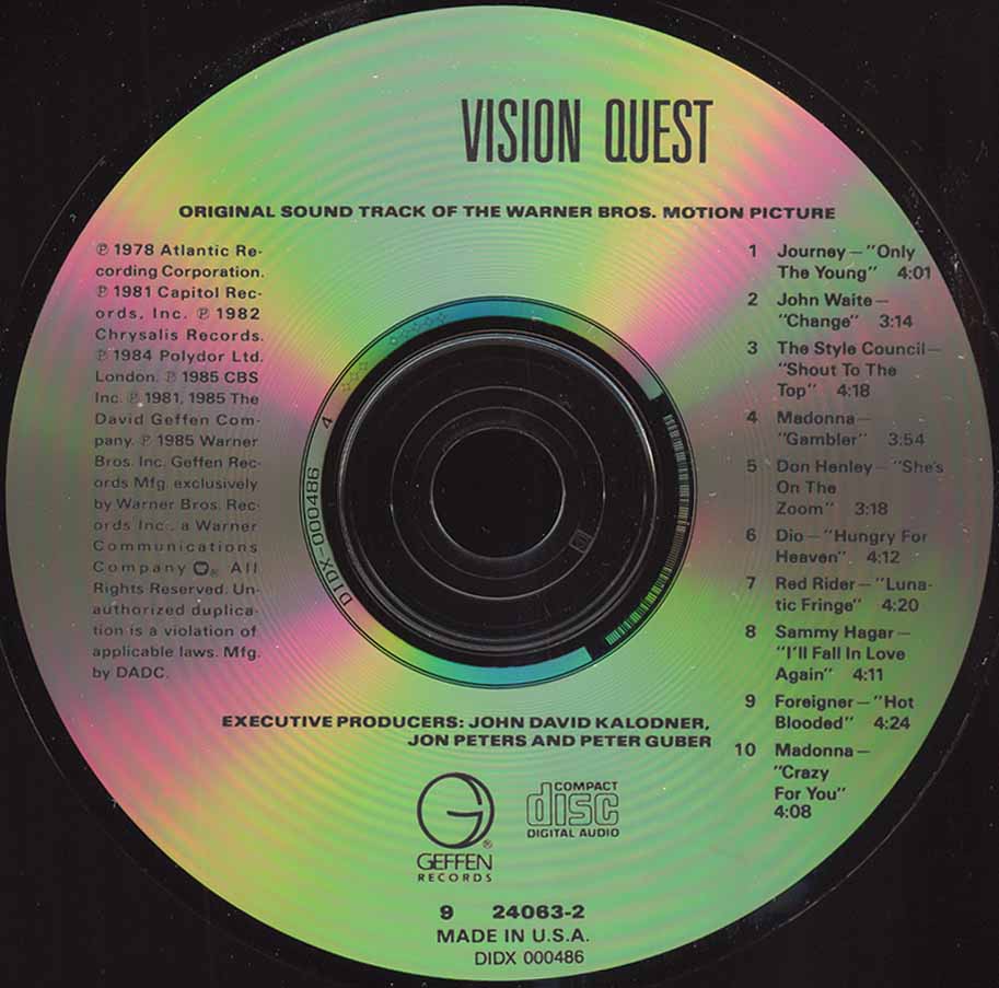 Tapio's Ronnie James Dio Pages Vision Quest Soundtrack CD Discography