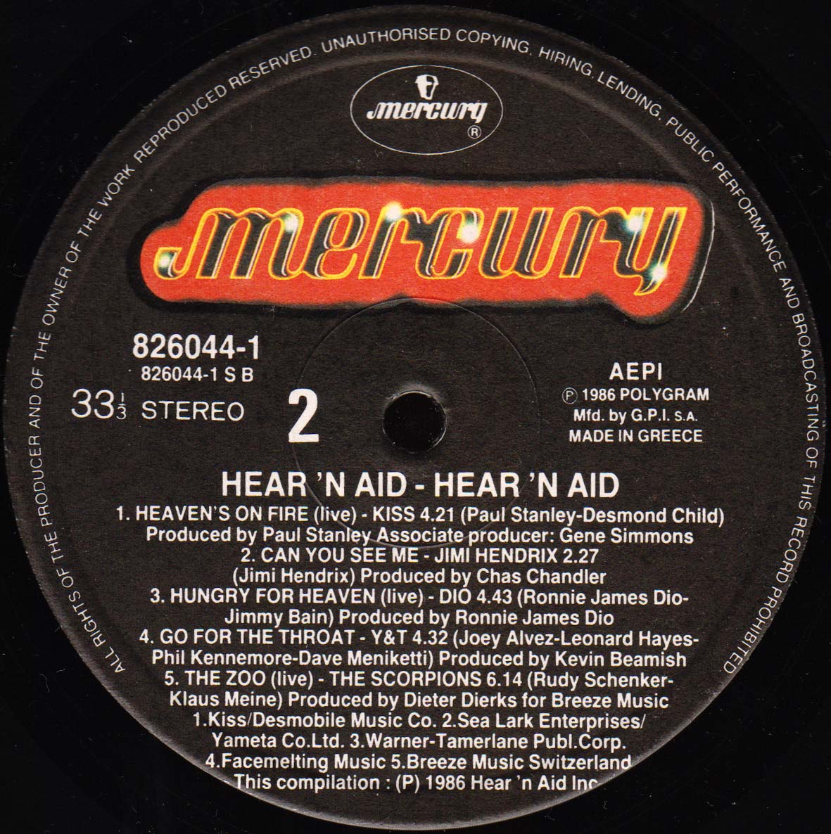 Hear 'N Aid LP Discography - Tapio's Ronnie James Dio Pages
