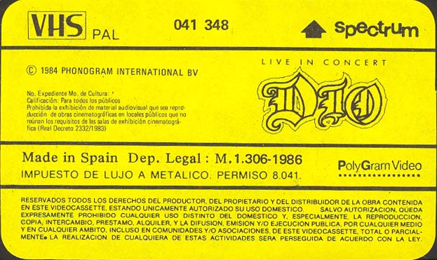 Tapio's Ronnie James Dio Pages: Dio video discography